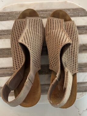 Women's Perforated Slingback Sandals in Taupe